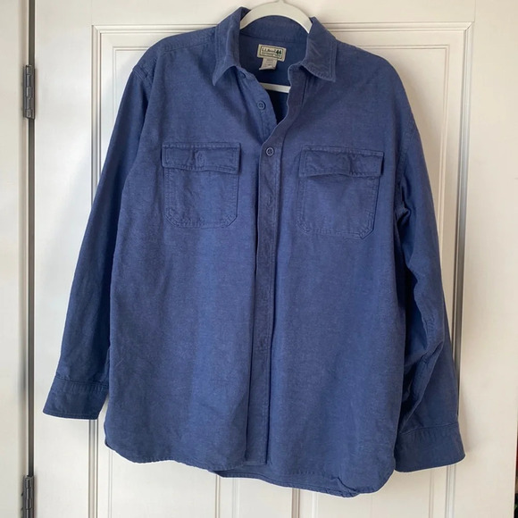 LL Bean Blue Jacket Button Up 100% cotton size large - Picture 1 of 6